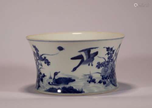 Qing Dynasty:blue and white Lu Yan grain wash