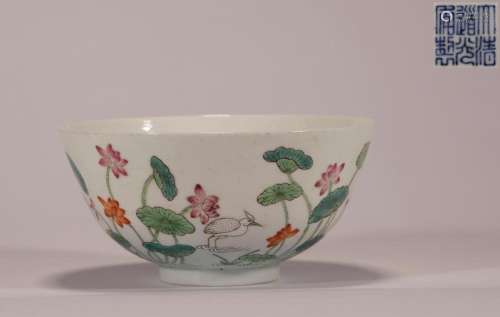 Qing Dynasty:Powder enamel bowl with lotus leaf pattern