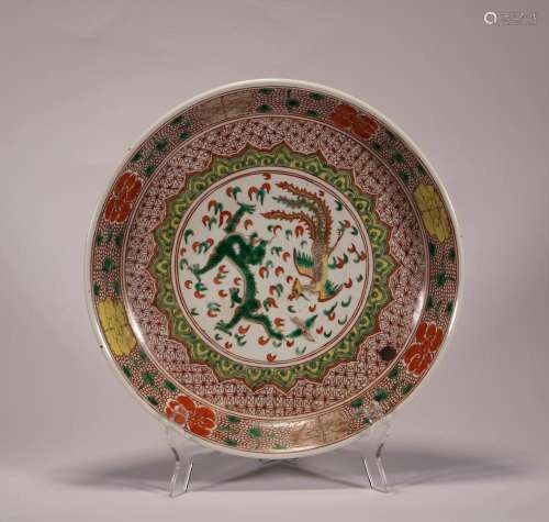 Qing Dynasty:Multicolored dragon and phoenix pattern flower ...