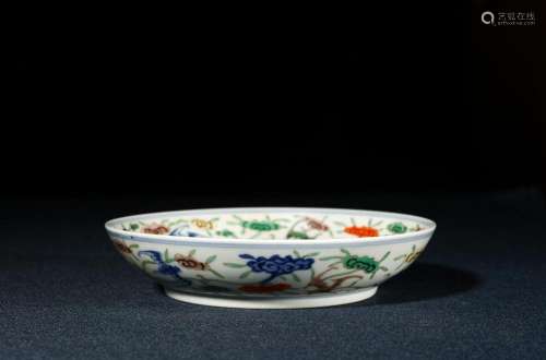 Qing Dynasty:bucket color blessing heart plate
