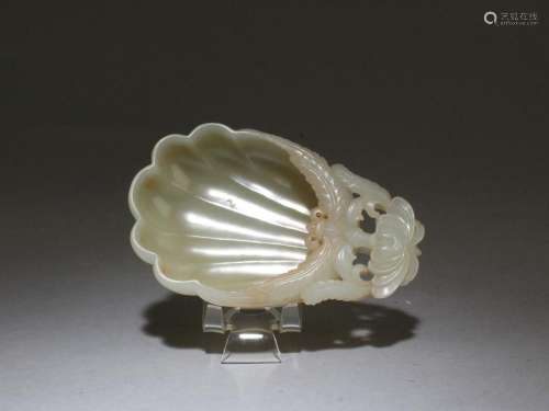 Qing Dynasty: A Carved White Jade Ink Washer