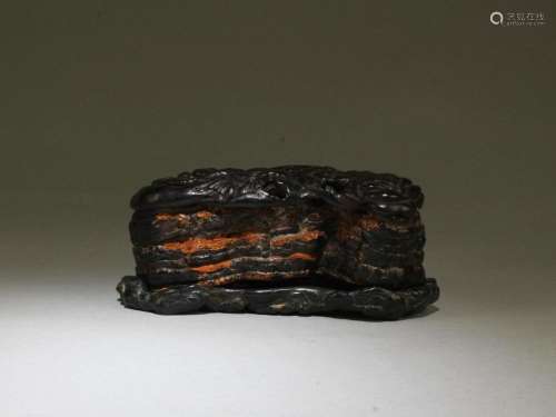 Qing Yongzheng: A Carved Zitan Lingzhi Shaped Ink Washer