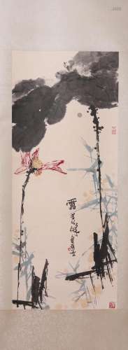 Li Kuchan mark?Lotus flowers Scroll Painting