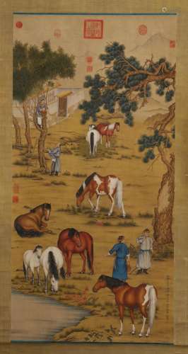 Lang Shi Ning mark: Chinese Scroll Painting