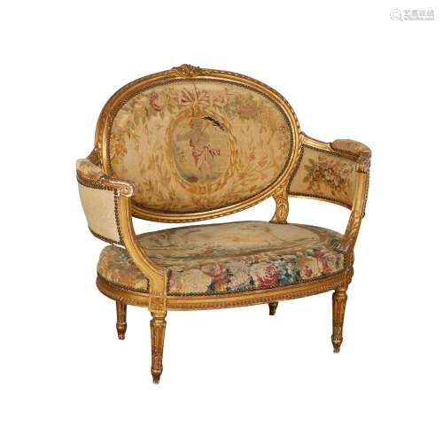 Louis XVI Settee w/ Original Aubusson Upholstery