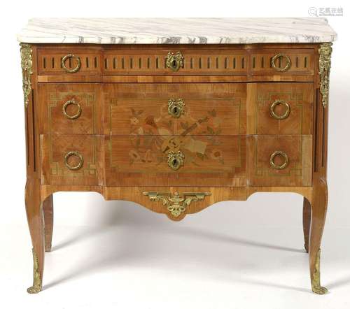 Commode de style Transition en bois de placage et marqueteri...