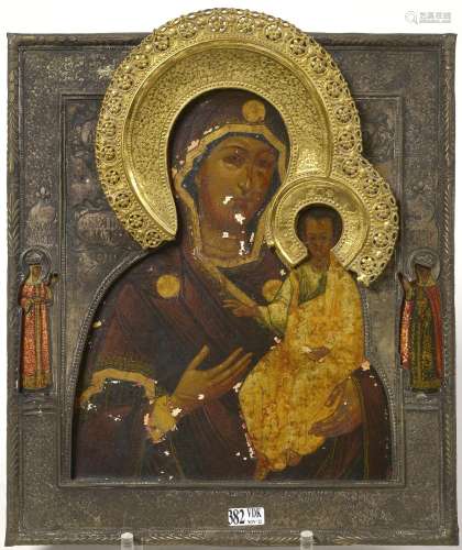 Icône peinte sur bois représentant "Notre-Dame de Smole...