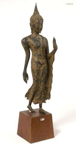 "Bouddha debout" en bronze de style Ayutthaya. Tra...