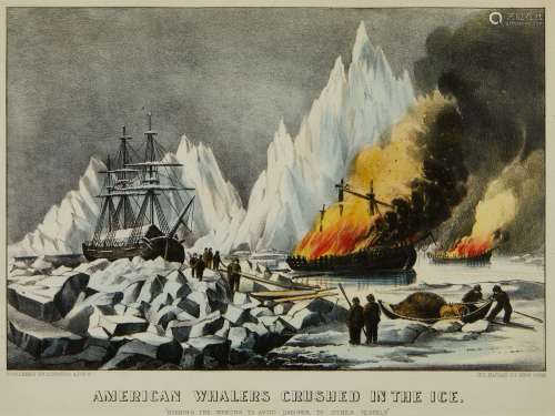 Currier & Ives "American Whalers" Print 1868-7...