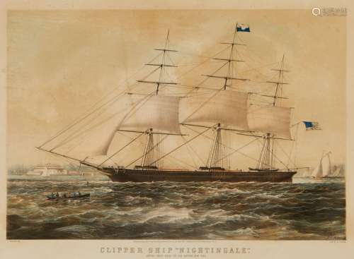 Currier & Ives "Clipper Ship Nightingale" Prin...