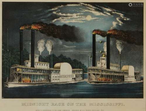 Currier & Ives "Midnight Race on the Mississippi&qu...
