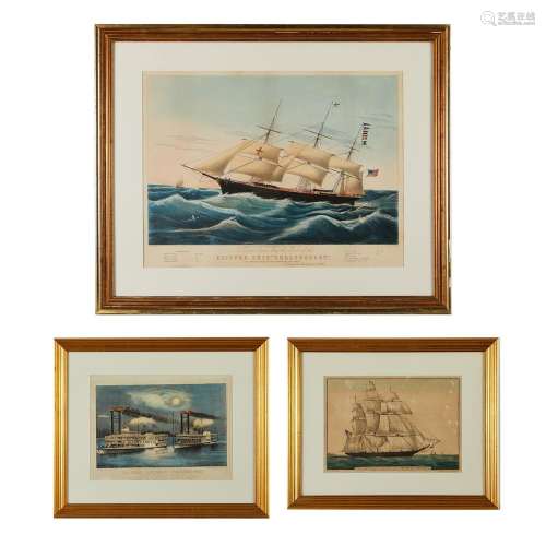 3 Currier & Ives Naval Prints