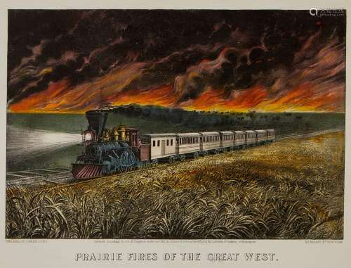 Currier & Ives "Prairie Fires" Print