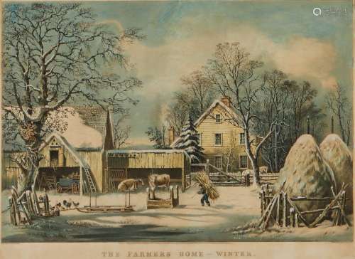 Currier & Ives "The Farmers Home - Winter" Pri...