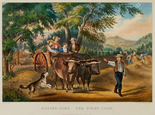 Currier & Ives "Haying-Time. The First Load" P...
