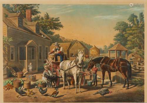 Currier & Ives "Preparing for Market" Print