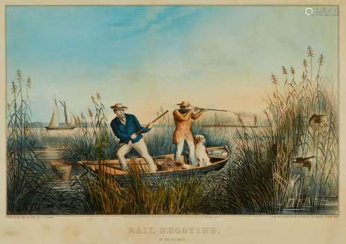 Currier & Ives "Rail Shooting: On the Delaware"...