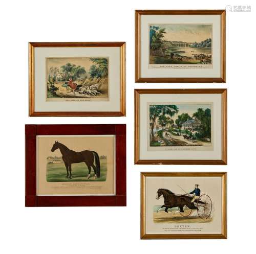 5 Currier & Ives Equestrian Prints