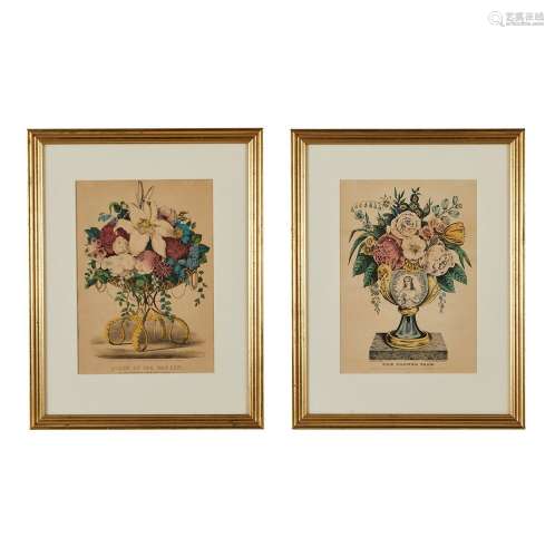 2 Currier & Ives Floral Prints