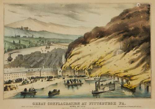 Currier & Ives "Great Conflagration Pittsburgh"...