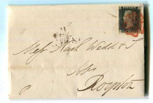 A June 30th 1840 entire with fine four margin 1d black plate...