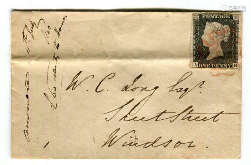 A Great Britain Jly 6 1840 cover with 1d black cancelled red...