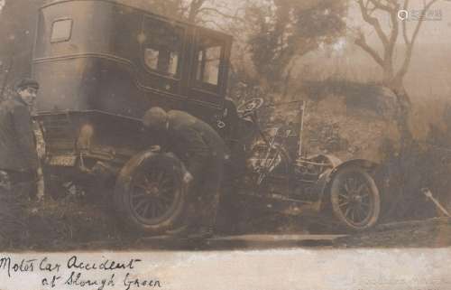 SLOUGH GREEN. Two photographic postcards titled 'Motor Car A...
