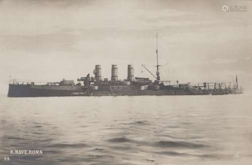 A collection of 29 photographic postcards of Italian warship...