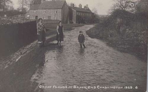 A collection of 25 photographic postcards showing floods in ...
