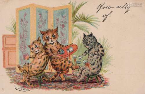 A collection of 33 postcards by Louis Wain, the majority fea...