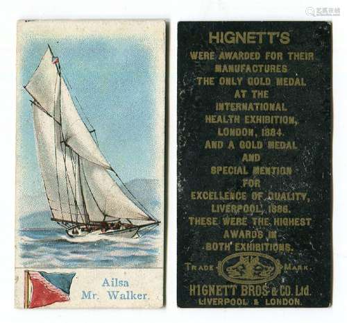 A group of 7 Hignett Bros 'Yachts (white back)' cigarette ca...