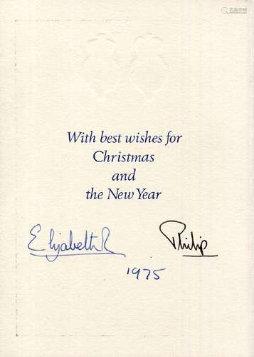 AUTOGRAPHS, QUEEN ELIZABETH II & PRINCE PHILIP. A Christ...