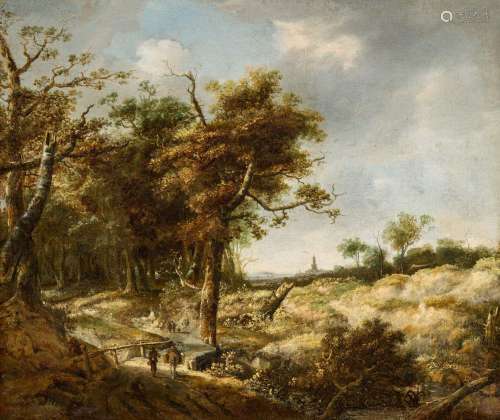 Dune Landscape with People on a Forest Path