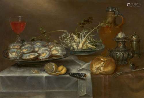Still Life with Oysters, Wine Glas and a Small Sugar Barrel