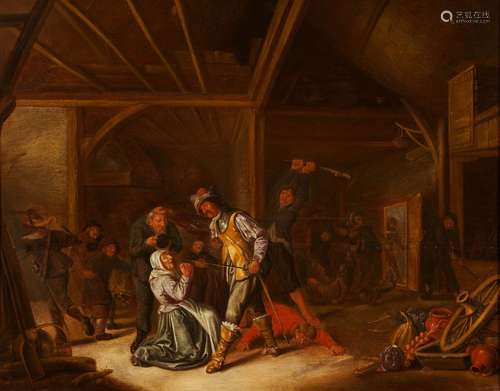 Dutch Interior with Soldiers Raiding a Peasant Family