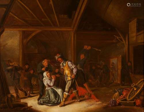 Dutch Interior with Soldiers Raiding a Peasant Family