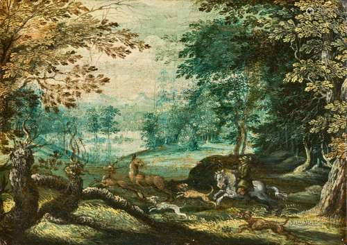 Forest Landscape with Stag Hunt