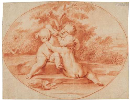 Jockeying Cherubs with Water Jug