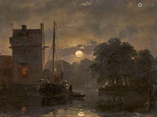 Moonlit Night over a Canal