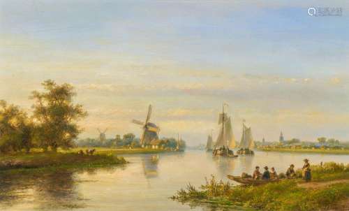 Dutch Canal Landscape with Ferry