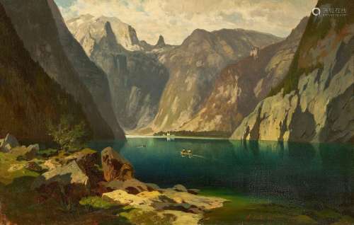 View of the Königssee with the hermitage St. Bartholomä