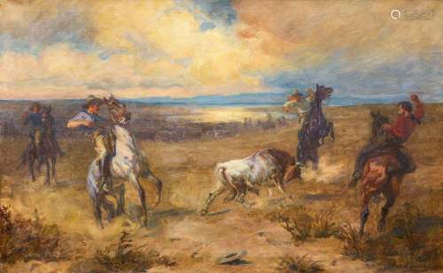 Cowboys on a Cattle Drive at the Chisholmtrail