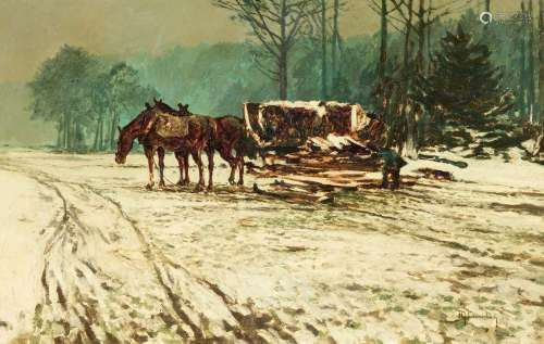 Lumberjack with their Horses at the Edge of the Forest
