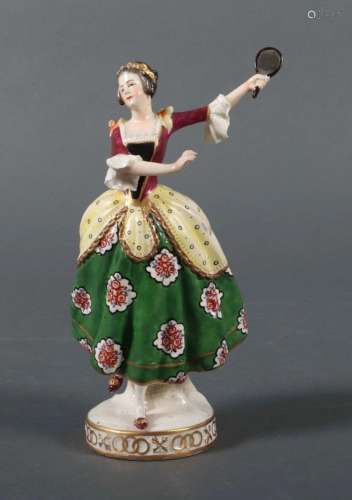 Figurine ''Dame mit Spiegel'' Herzoglich Aechte Porcelain Fa...