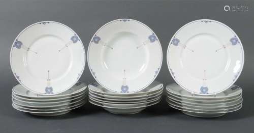 21 Jugendstil-Teller Rosenthal, bzw. Rosenthal Kronach, 1. H...