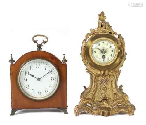 Zwei Tischuhren um 1900, 1x kl. Barockstiluhr mit Bronzegehä...