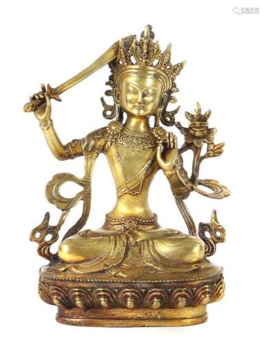 Manjushri Nepal, 20. Jh., wohl Bronze/vergoldet, Boddhisattv...