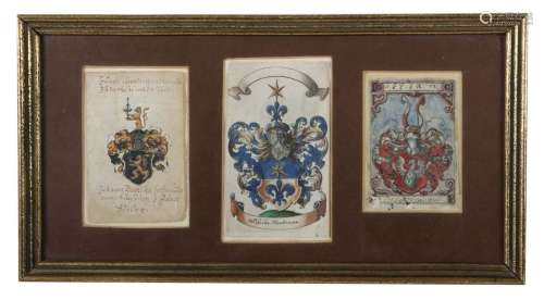 3 Wappen 1x dat. 1604, Mischtechnik/Papier, variierende Wapp...