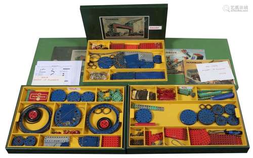 3 Metallbaukästen Märklin, Nr. 104 A, 1014 und Ergänzungskas...