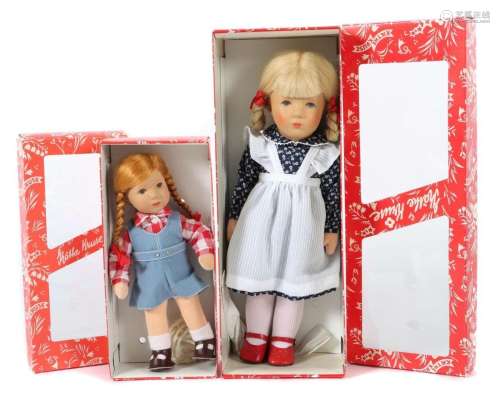 2 x Puppen Käthe Kruse, ca. Mitte 1980er Jahre, 1 x Däumelin...